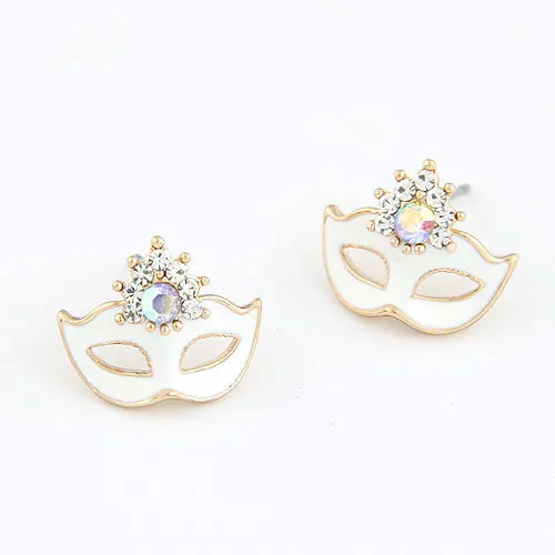 Серьги женские с эмалью и кристаллами черные белые|mask earrings|earrings for womenblack and white earrings |