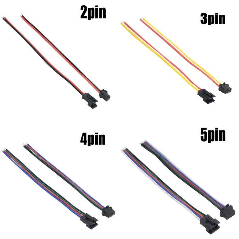

2pin 3pin 4pin 5pin 6pin JST Connector 15cm Male Female Cable for 3528 5050 RGB RGBW WS2801 WS2812 LED Strip Terminals