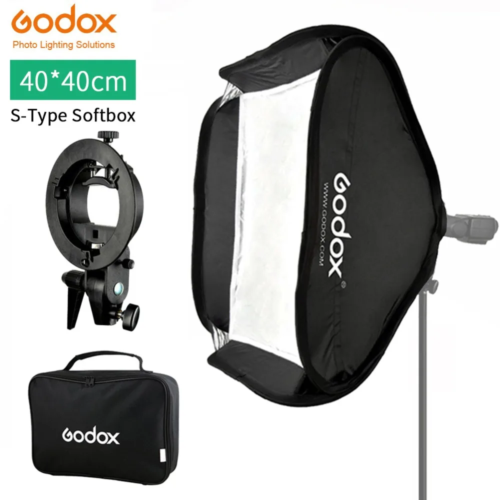 Godox 40x40 40*40 см вспышка софтбокс комплект con s-типа Staffa Bowen Mount Holder Per La Macchina Fotografica Фотостудия