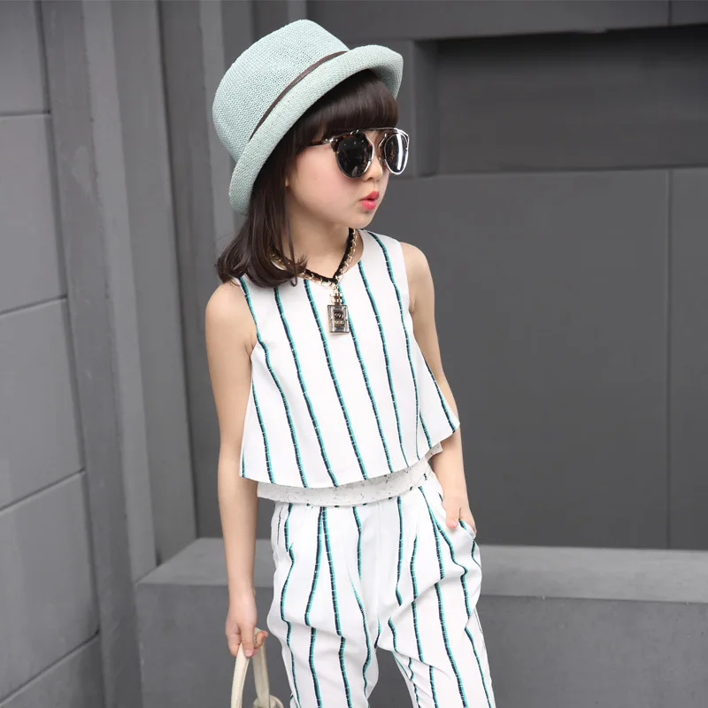 Комплект одежды для девочек милый комплект топ и штаны модная детская одежда 2-7