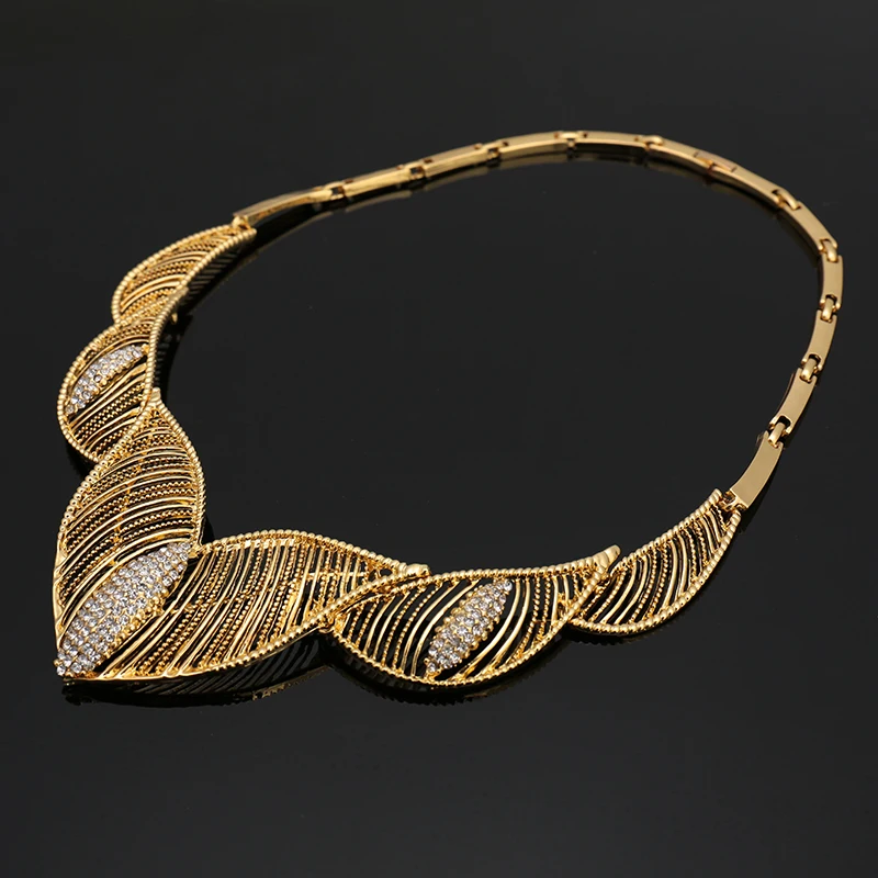 Fani нигерийский Свадебный комплект ювелирных изделий с кристаллами женские