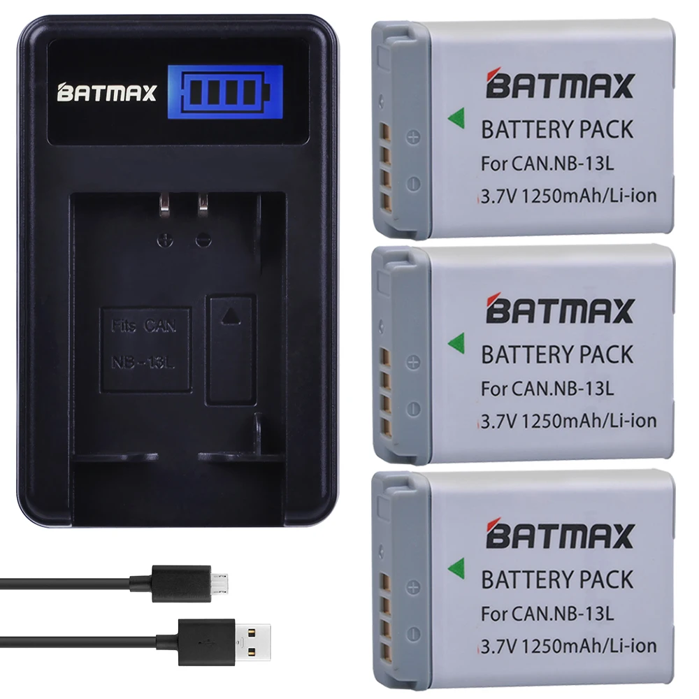 Batmax 3 шт. NB-13L NB 13L NB13L батарея + ЖК-зарядное устройство USB для Canon PowerShot G5 X G5X G7 Mark II G7X G9