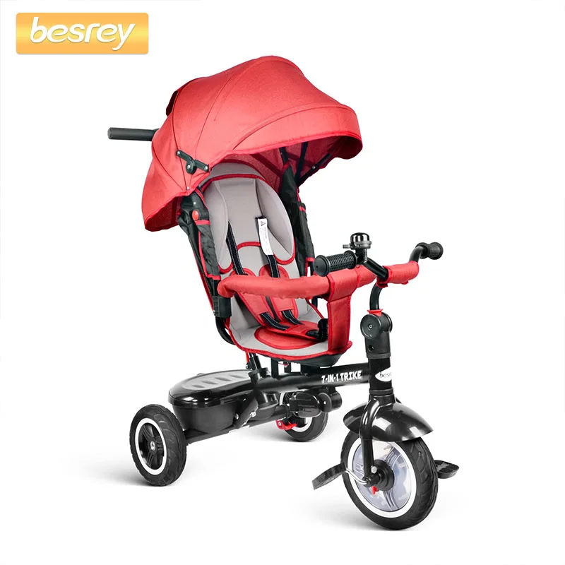 Besrey Kids Trike 7 в 1 трехколесная детская коляска на колесиках с вращающимся и