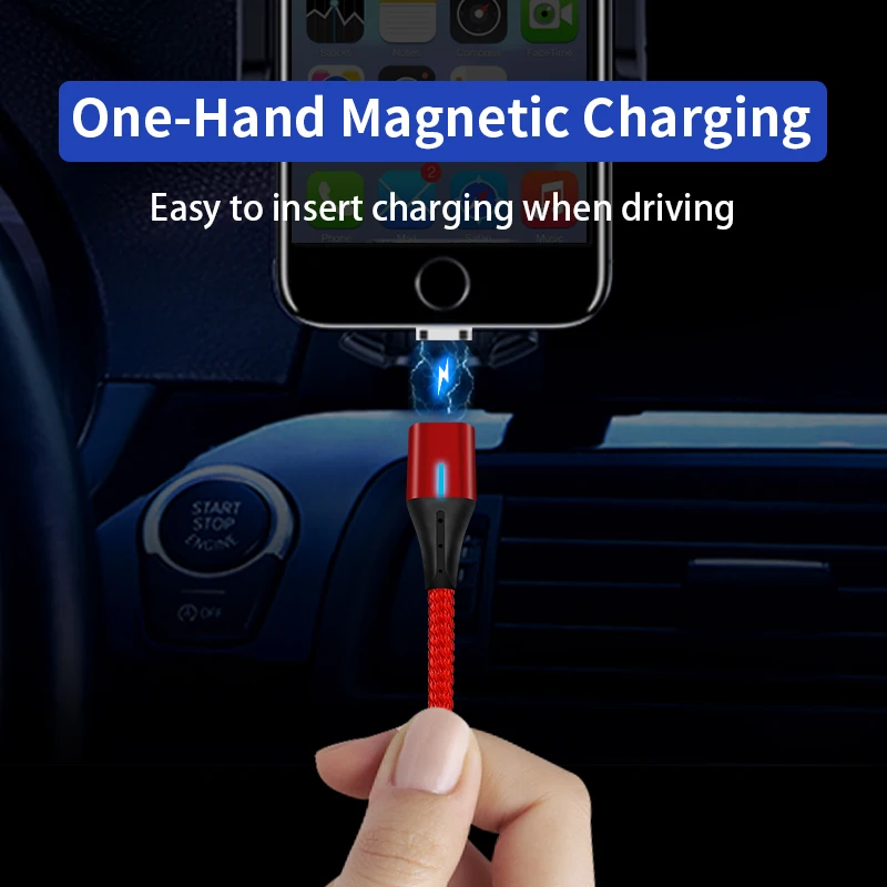Магнитный кабель Micro USB Type C GREENPORT Lightning для iPhone 3 а быстрой зарядки магнитный