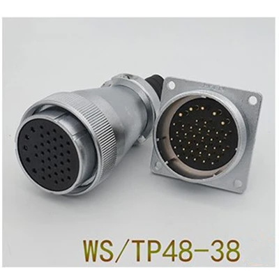 WS48-38Pin 1 комплект WS/TP48 авиационным соединителем мужской и женский квадратный фланец гнездо 5/7/20/27/38/42 Pin штепсельная вилка авиации круговой разъем кабеля - Цвет: WS48-38Pin