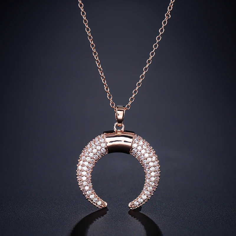 Hot Sale Crescent Moon Pendant Necklace. Gold Color Double Horns Necklace for Ladies Jewelry Birthday Giftt | Украшения и
