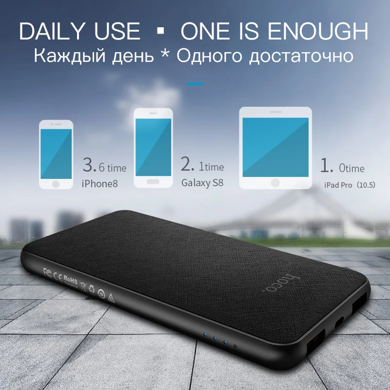 HOCO Quick Charge 3 0 Dual USB power Bank 10000 мАч портативное PD быстрое зарядное устройство + 18 Вт
