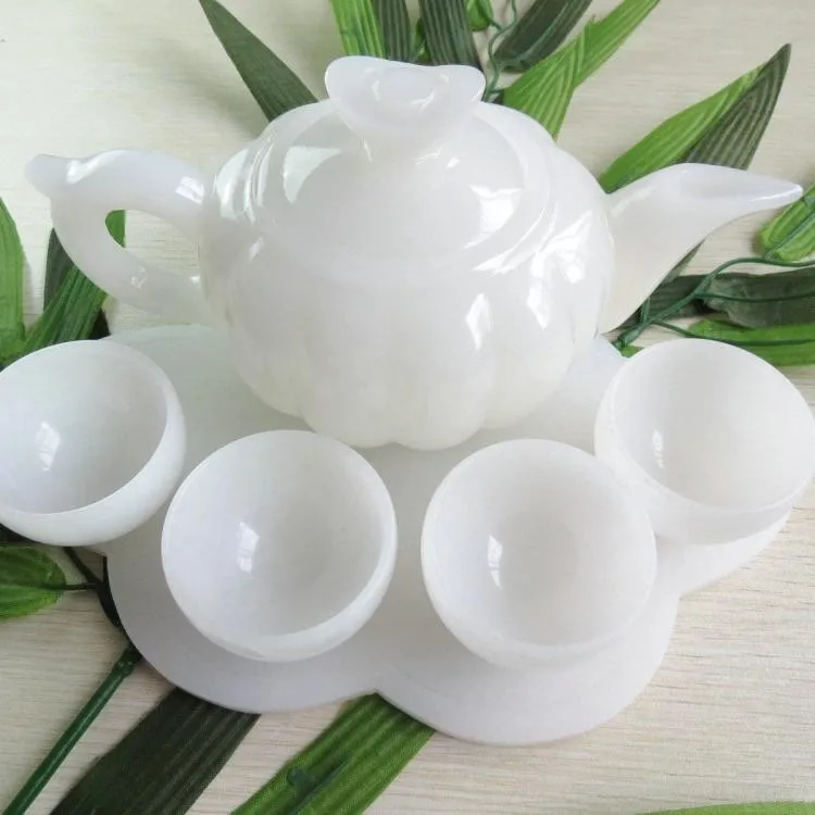 Афганский белый нефритовый чай/винный горшок чтобы отправить золотые украшения