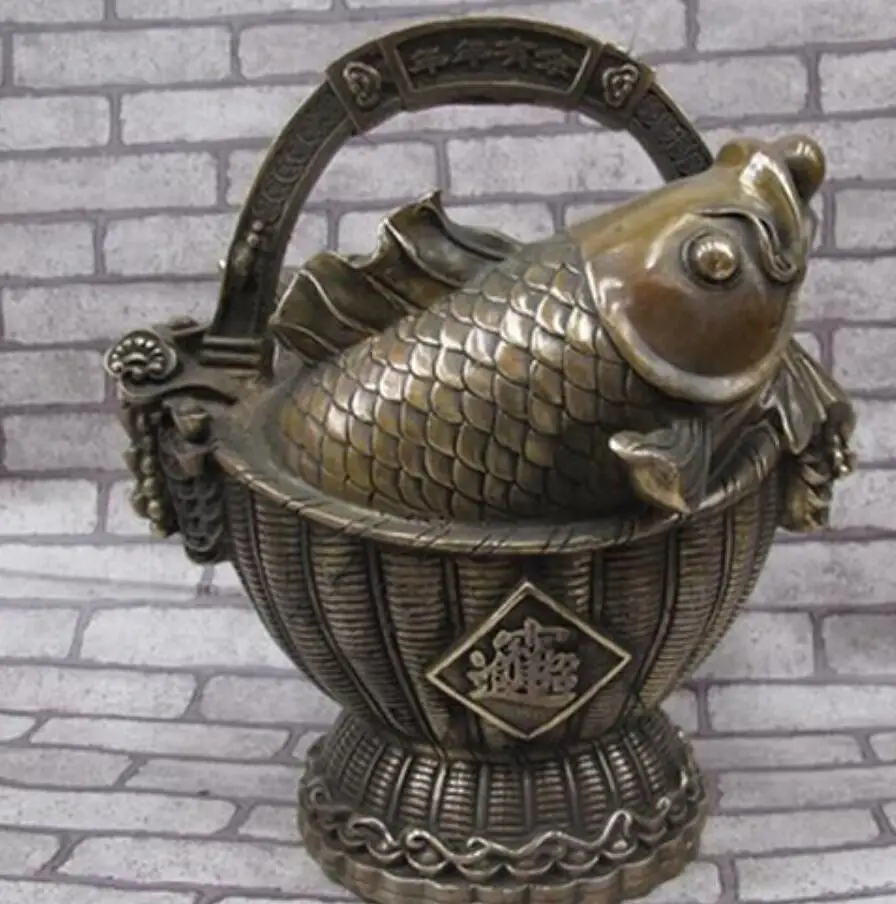 13-дюймовый Китайский народный фэн шуй Бронзовый счастливый Юань Бао для денег