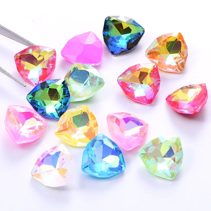 20 шт. цветные стразы с тремя углами 12 мм хрустальные камни мокко для