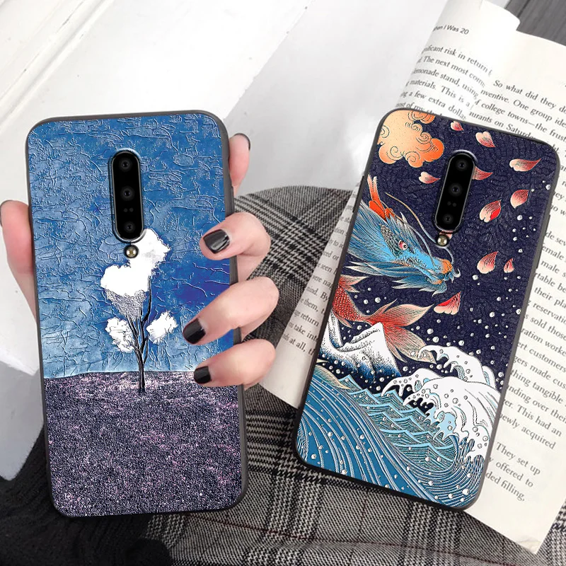 Тисненый винтажный Чехол для Oneplus 7 Pro чехол с китайскими чернилами из восточно