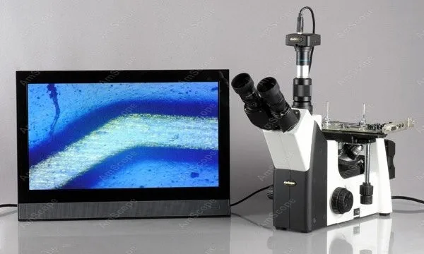 Инвертированный Тринокулярный металлургический микроскоп-AmScope поставляет 50X-1250X