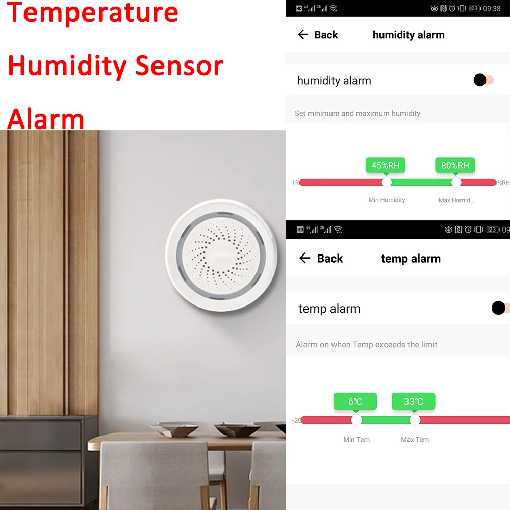 Работает с Amazon Google Home Assistant IFTTT Tuya беспроводной WiFi сирена датчик температуры и влажности