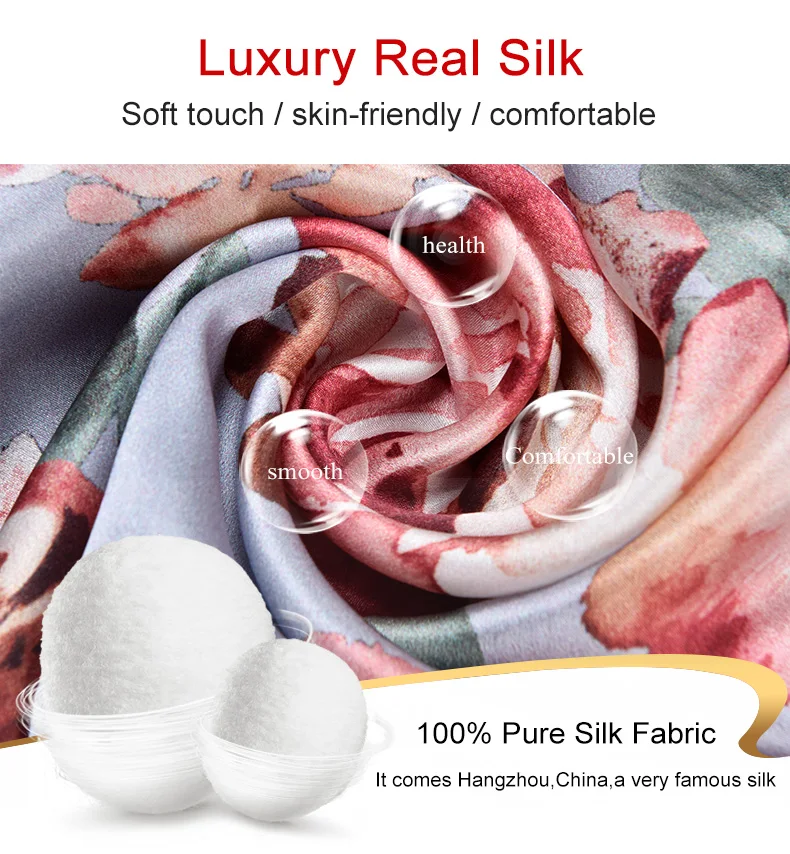 Hangzhou Natural Double Silk Scarf For Women Luxury Brand Real Silk Headscarves Ladies Pure Silk Scarfs Shawls Wraps