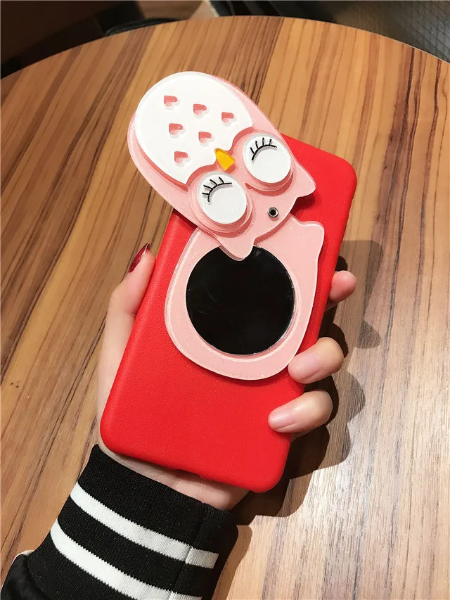 3D коробки зеркало в форме Совы из искусственной кожи чехол для iPhone 8 7 6 6s плюс plus