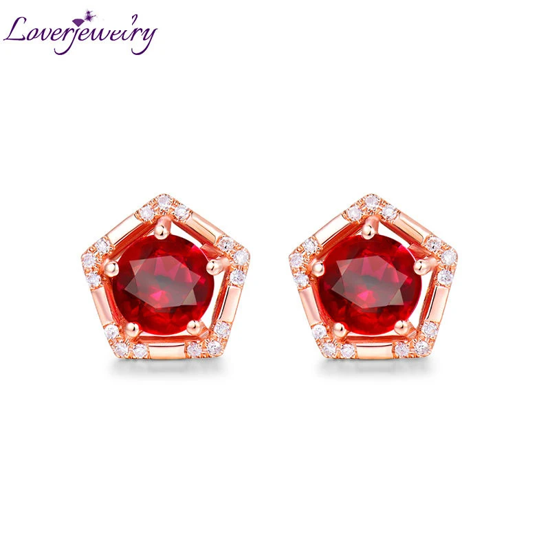 LOVERJEWELRY Твердые 18K розовое золото натуральный рубин Свадебные обещанные серьги