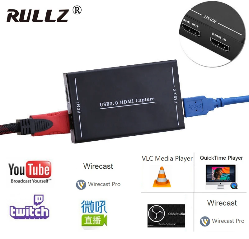 HD60 1080P USB 3,0 HDMI Карта видеозахвата Запись потоковая трансляция в прямом эфире для PS3 PS4 видеокамера конференции игра OBS Youtube