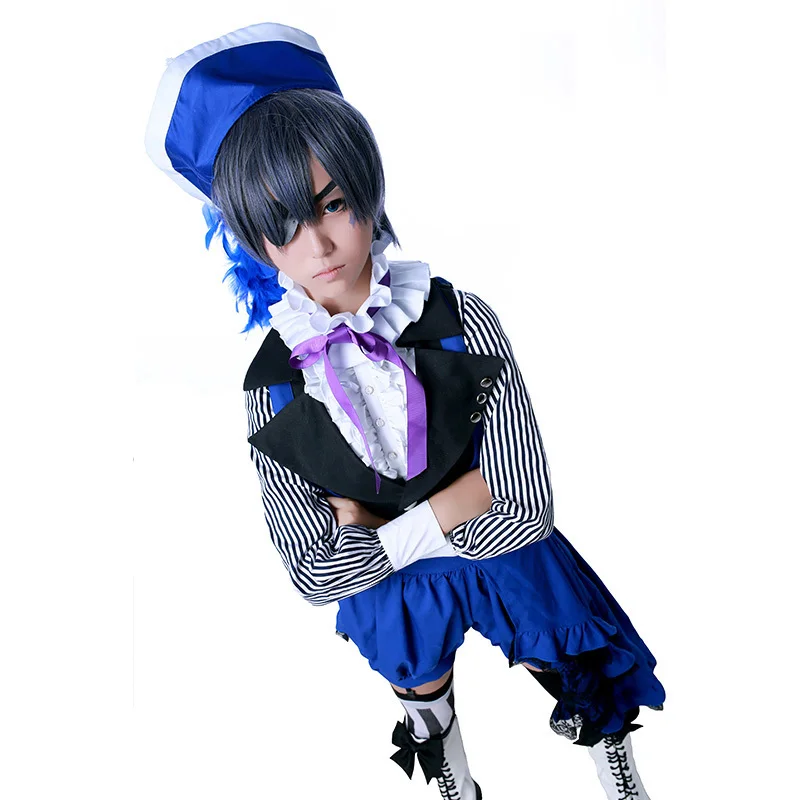 Аниме книга Kuroshitsuji цирка ciel phantomhive сапоги для косплея Темный дворецкий Косплэй костюм одежды для малышей: жилет+ футболка+ штаны+ шапка для малышей