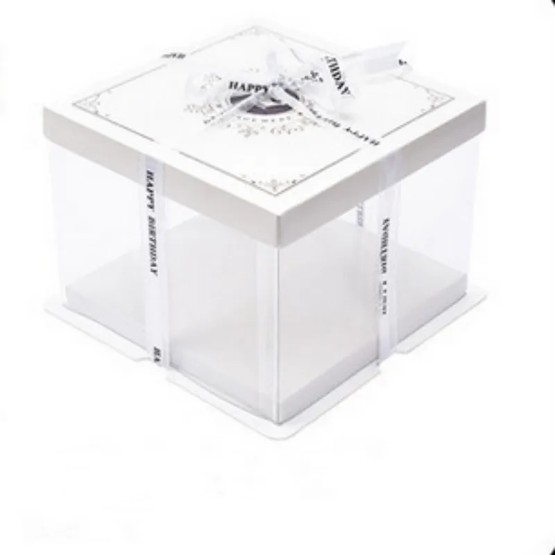 S cake box Новинка ins художественная выставка 8 дюймов/6 дюймов прозрачная коробка для торта добавить торт ко дню рождения портативная коробочка для кондитерских изделий выпечка посылка - Цвет: S cake box