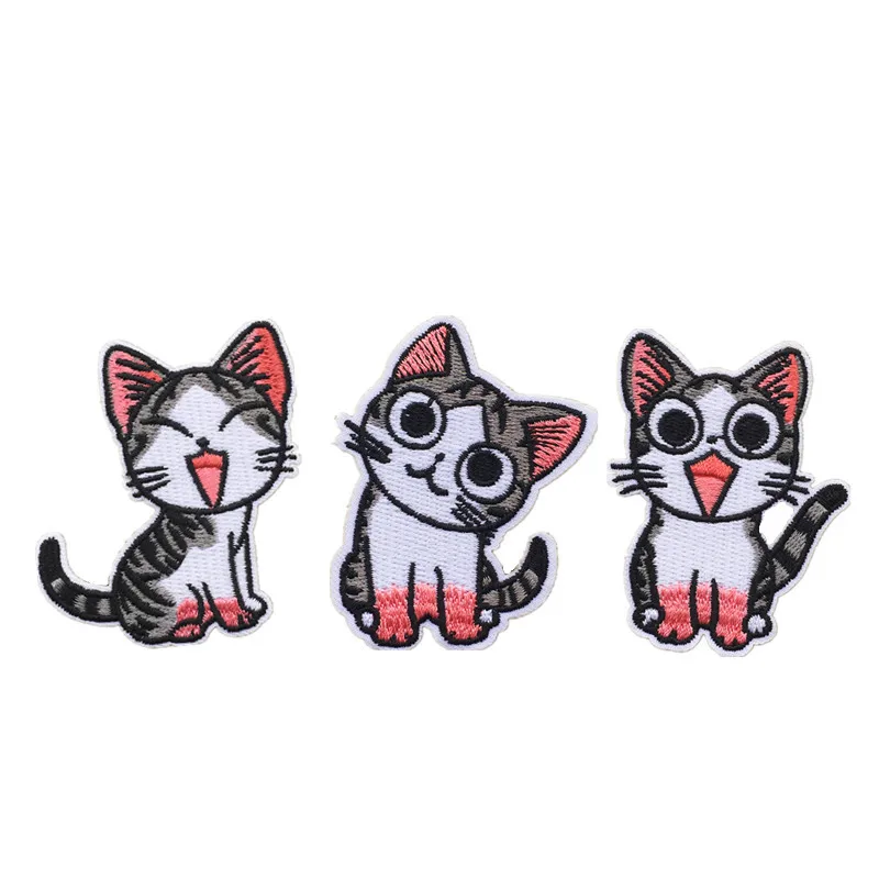 Изысканная комбинированная тканевая наклейка Lucky Cat Kitty с компьютерной вышивкой