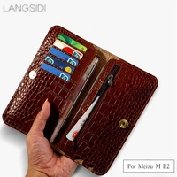 luxury brand genuine calf leather phone case crocodile texture flip multi function phone bag formeizu m e2 hand made