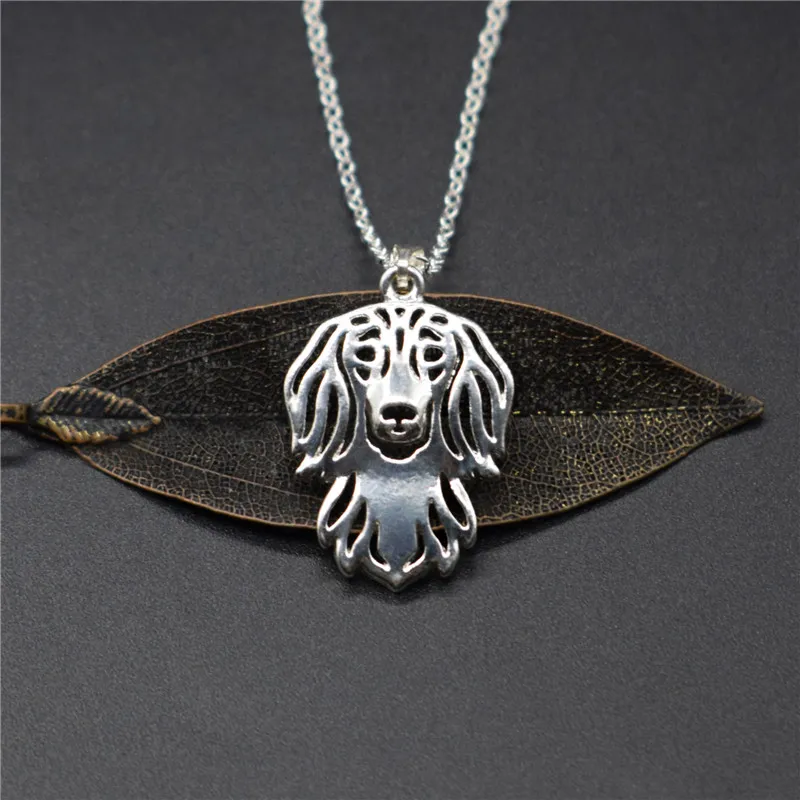 Elfin Wholesale Long Haired Dachshund Necklaces Gold Color Silver Color Dachshund Jewellery Pendant Necklaces Women Men