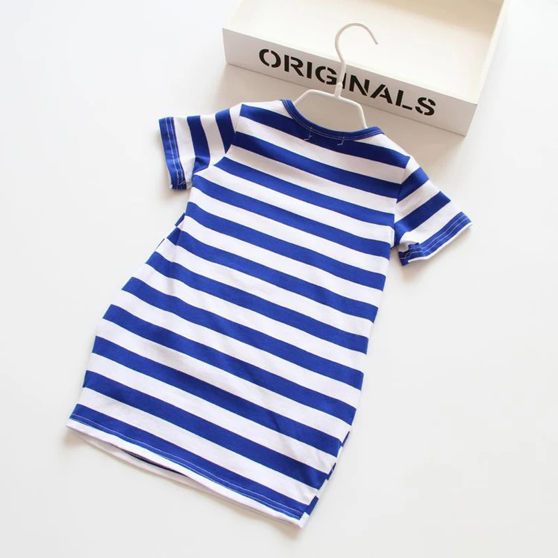 2016 г. весенне-летнее платье для девочек детская одежда в полоску расшитая