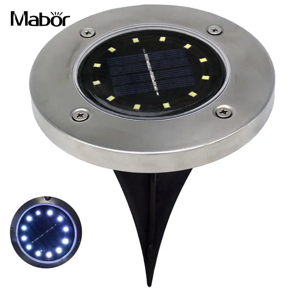 Ground Lamp 12 LED Walkway Lights Buried Street Underground disk Solar Power Garden Path Way Lawn Yard Outdoor Lighting | Лампы и