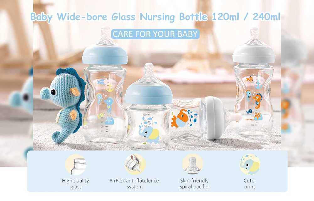 Philips Avent SCF672/SCF674 детская Широкая стеклянная бутылочка для кормления с защитой от примесей Милая коробка Термостойкое стекло 120 мл/240 мл