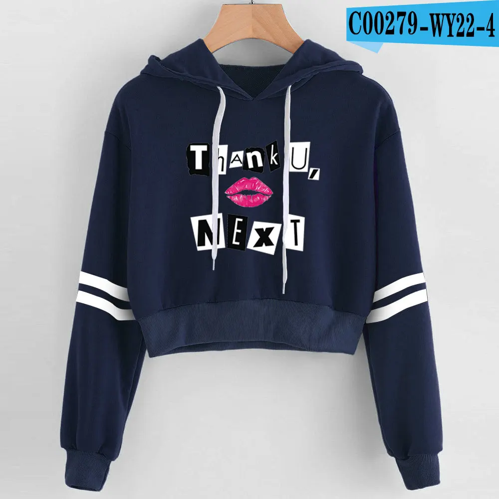 navy Ariana Grande Album Толстовки корейский укороченный Топ Толстовка Женская Harajuku розовая укороченная толстовка женская кавайная одежда хип-хоп - Цвет: navy