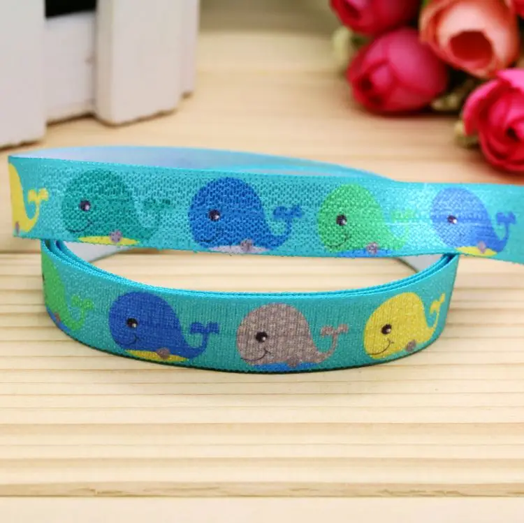 

5/8'' Free shipping Fold Elastic whale printed headband headwear hairband diy decoration wholesale OEM H5167