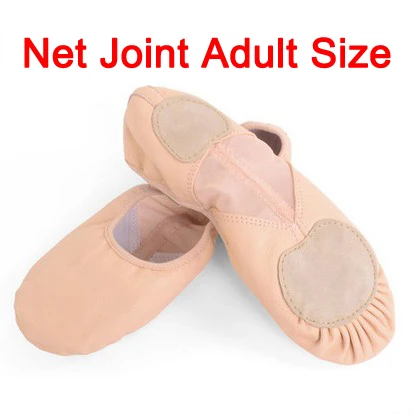 Pink Adult Size Профессиональные балетки из натуральной кожи; мягкие балетки для танцев для девочек; женская обувь для занятий йогой; гимнастическая обувь телесного цвета - Цвет: Pink Adult Size