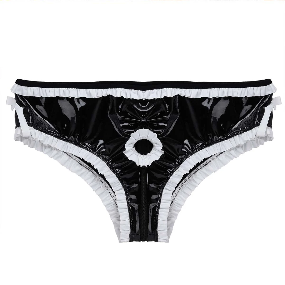 MSemis Мужское нижнее белье Sissy бикини трусы блестящие Искусственная кожа открытой