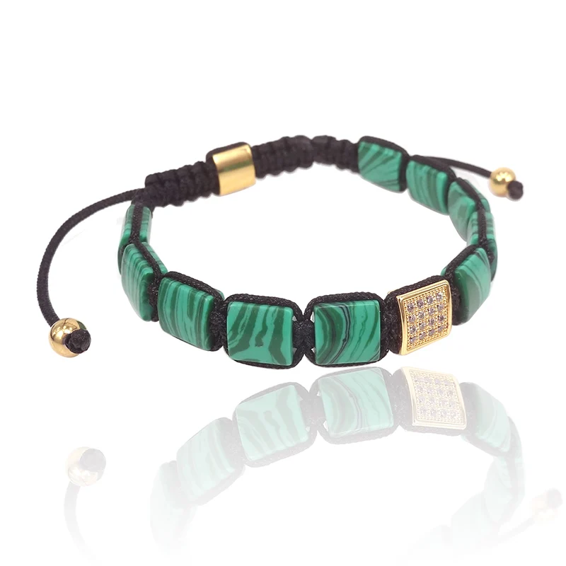 Индивидуальные ювелирные изделия квадратные зеленые браслеты из Малахита