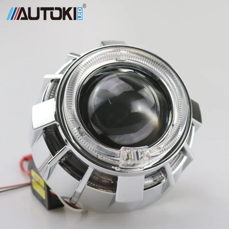 Autoki Двухцветные светодиодные ангельские глазки DRL HID автомобильный проектор