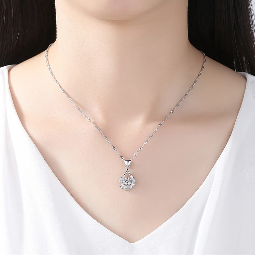 Капли воды Форма кулон Цепочки и ожерелья модные женские туфли блестящими