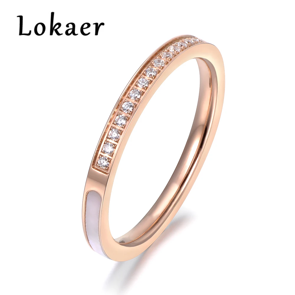 Rose Gold Color Lokaer, кольца из нержавеющей стали, 1/4, инкрустированные, установочные, стразы и 3/4, корпус, объемное, розовое золото, кольцо, лучший подарок R18134 - Цвет основного камня: Rose Gold Color