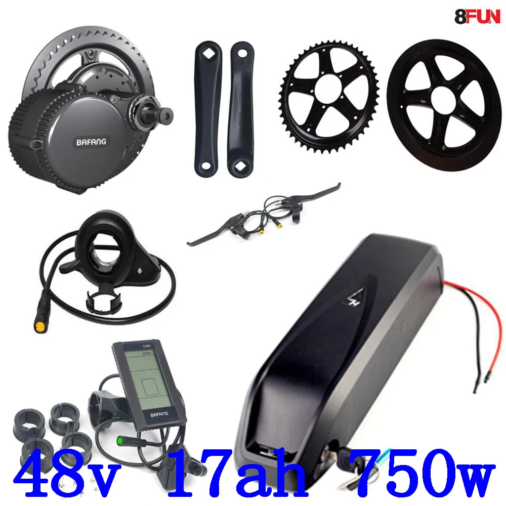 

48V 750W Bafang BBS02B Mid Drive Motor Electric Bike Conversion Kit with 48V 17Ah Electric Bicycle Battery use LG cell +charger