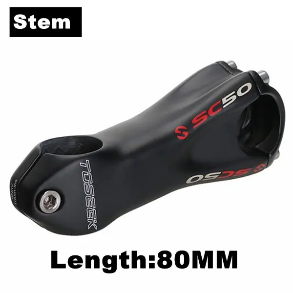 Stem 80mm TOSEEK углеродное волокно для горного велосипеда, наборы велосипедных рулей+ подседельный штырь+ Стволовые велосипедные MTB части, матовый черный - Цвет: Stem 80mm