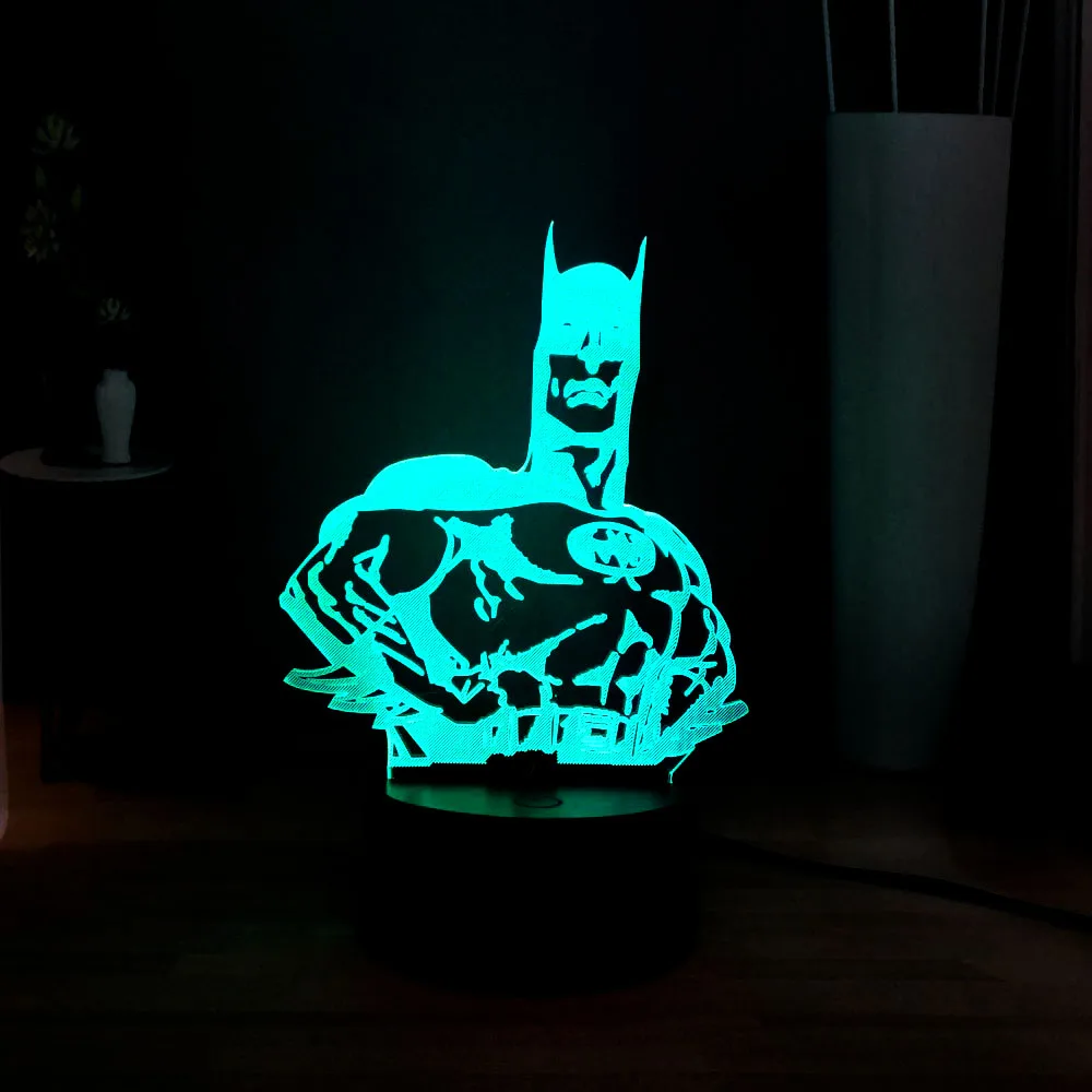Amroe новинка 2019 3D мультфильм 7 цветов серия Marvel фигурка героя Бэтмена светодиодная