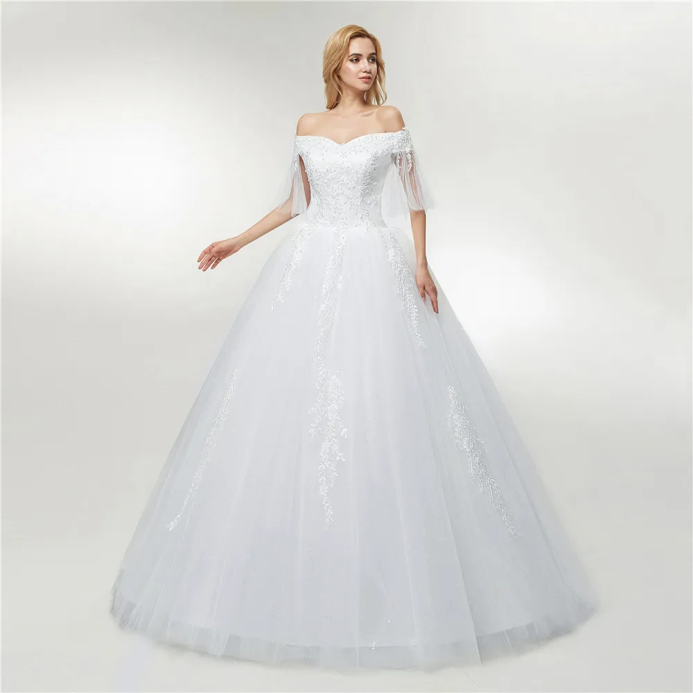 Fansmile Vestido De Noiva Тюлевое свадебное кружевное бальное платье на заказ размера плюс свадебное FSM-425F