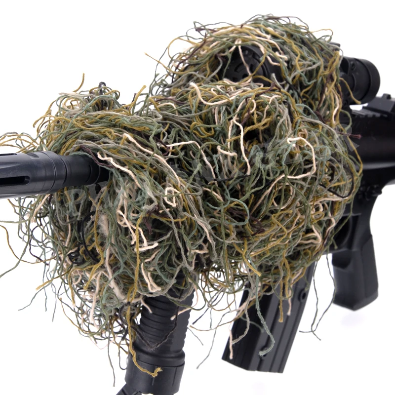 Камуфляж лес Охота Ghillie костюм камуфляж 3D винтовка пистолет обёрточная бумага чехол использовать эластичный ремень для снайперской охоты пейнтбольной игры