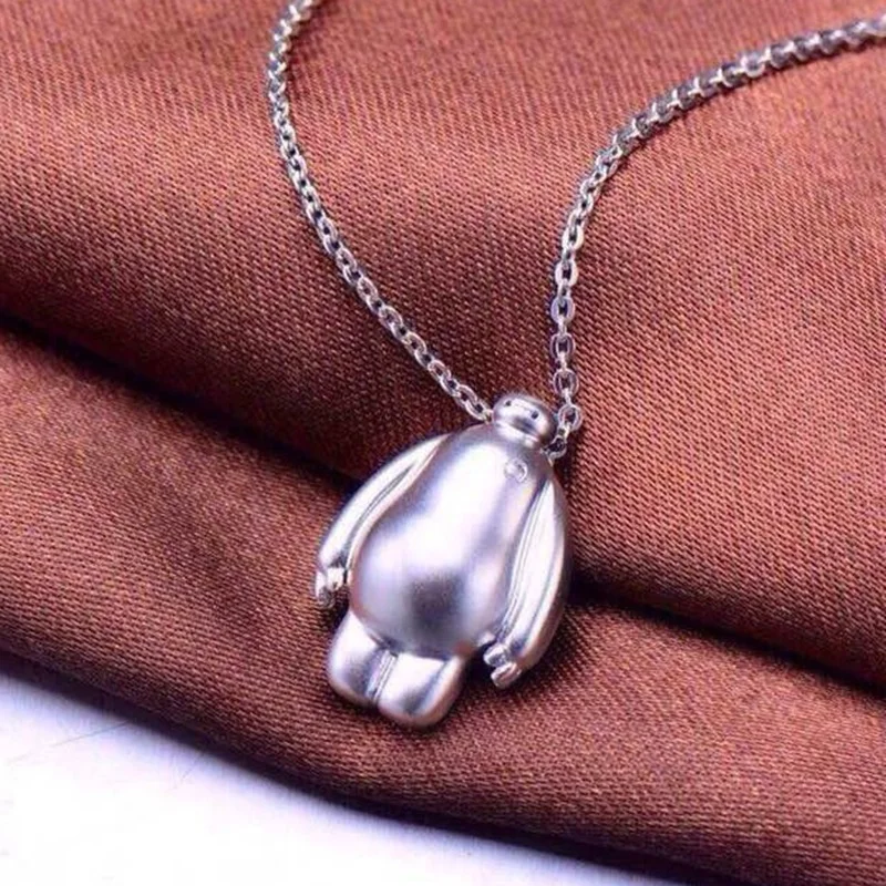 OMHXZJ Wholesale European Fashion Woman Man Party Wedding Gift White Baymax 925 Sterling Silver Necklace Pendant Charm CA106 | Украшения и