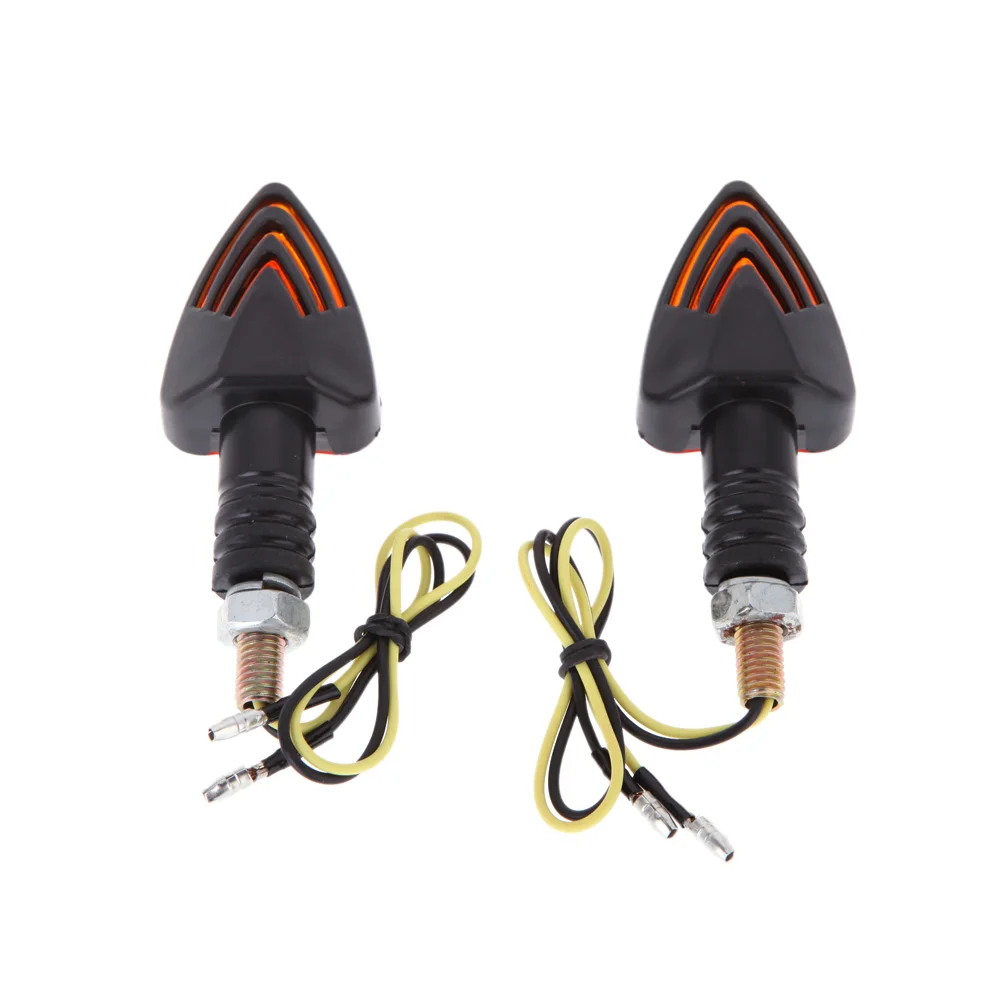 2pcs 12v Mini Motorcycle Motorbike Turn Signal Indicators Arrow Carbon Amber Light |