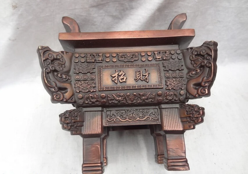 song voge gem S3581 10&quot Chinese Pure Bronze Buddhism Dragon Beast Statue Ding Incense Burner Censer | Дом и сад