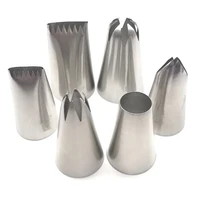 6pcs big size diy cream cake icing piping nozzles pastry tips fondant cake decorating tip stainless steel nozzle baking tools