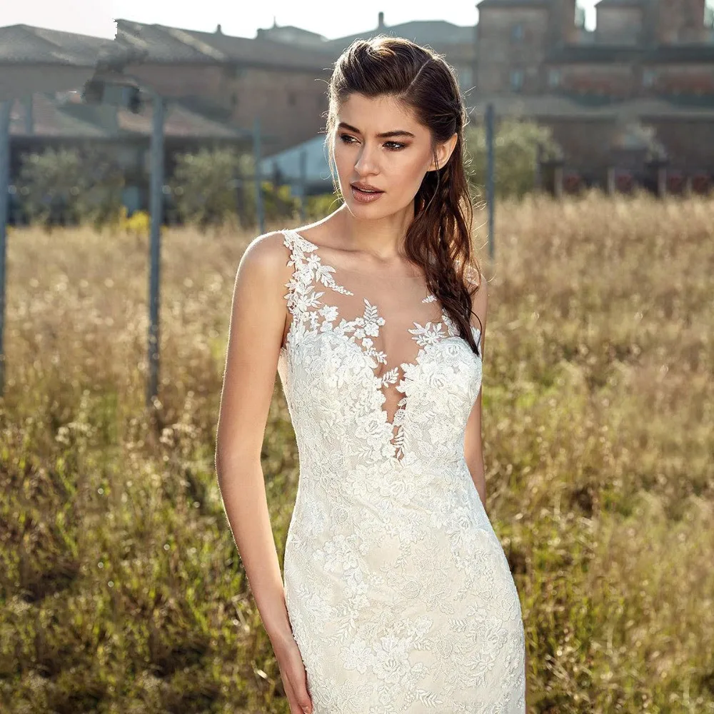 Тюлевое кружевное платье невесты сексуальное платье с открытой спиной vestido de noiva белое платье цвета слоновой кости Новое свадебное платье русалки
