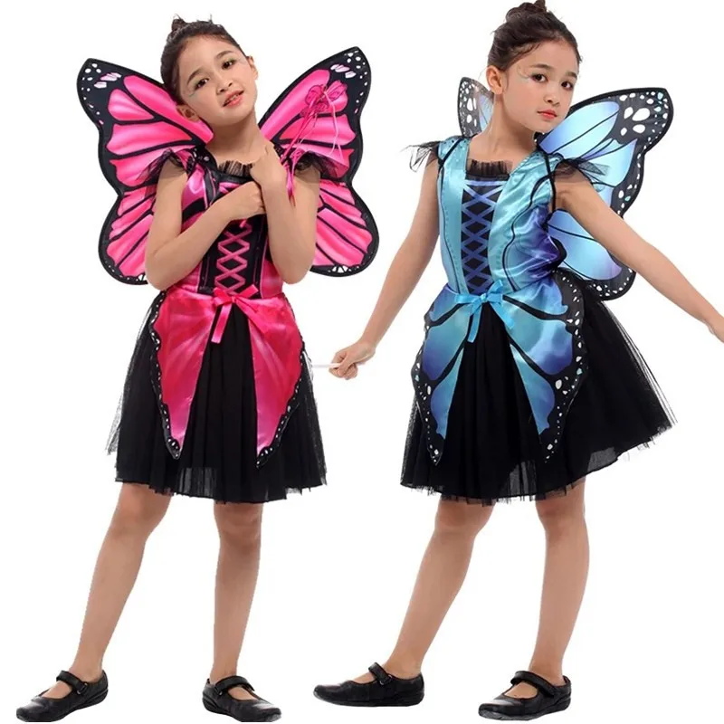 

Kids Children Halloween Butterfly Insect Costumes for Girls Fairy Anime Cosplays Carnival Purim Stage Show Role play party dress