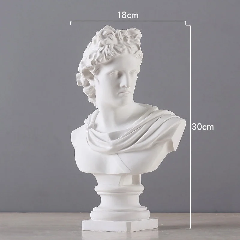 

Apollo Bust Statue David Twelve Olympians Art Sculpture Resin Craftwork Roman Mythology Home Decorations R942