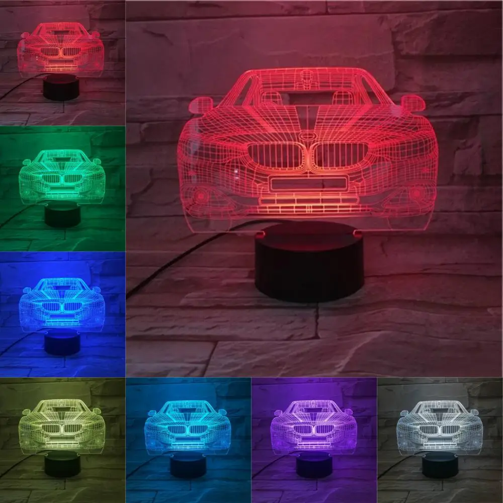 Новинка ночник лимузин автомобиль 3D лампа Светодиодная многоцветная вспышка